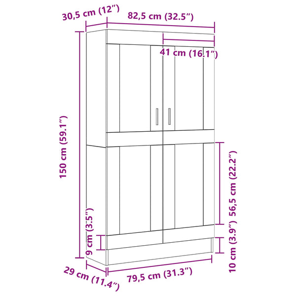 Kirjahylly 4 tasoa 82,5 x 30,5 x 150 cm Tekninen puu