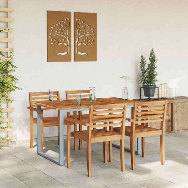 Puutarhapöytä Harmaa 140 x 80 x 75 cm Tiheä akasiapuu