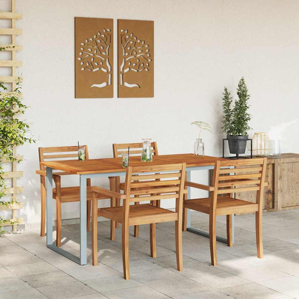Puutarhapöytä Harmaa 160 x 80 x 75 cm Tiheä akasiapuu