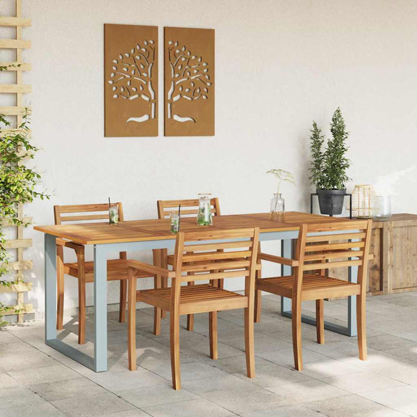 Puutarhapöytä Harmaa 200 x 90 x 75 cm Tiheä akasiapuu