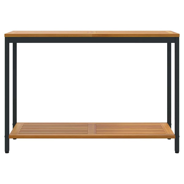 Ulkopöytä hyllyllä Luonnollinen ja musta 110 x 35 x 75 cm