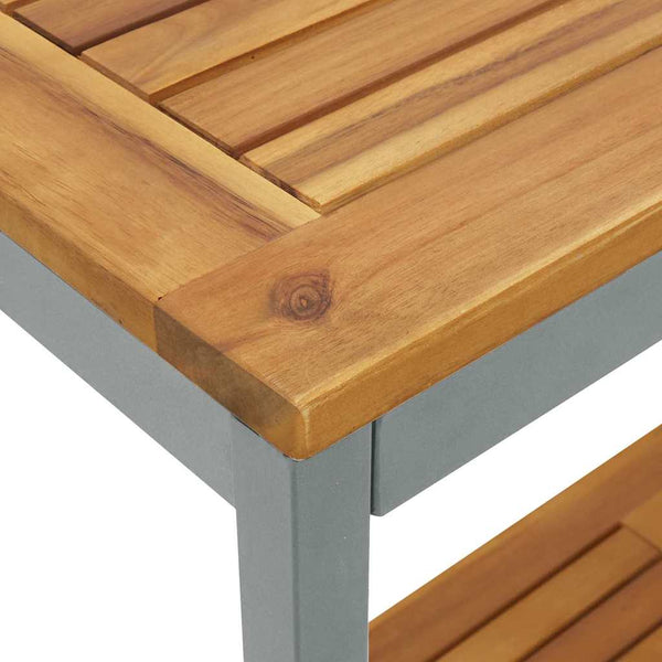 Ulkopöytä hyllyllä Luonnollinen ja harmaa 110 x 35 x 75 cm