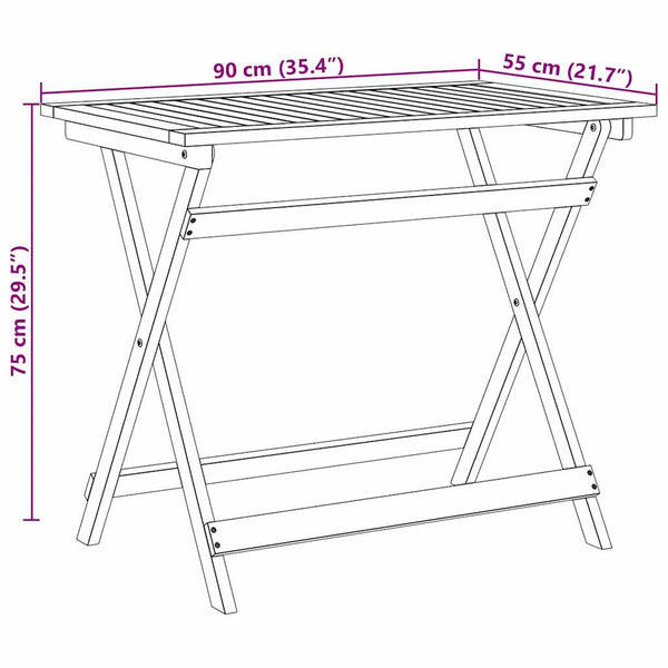 Puutarhapöytä Ruskea 90 x 55 x 75 cm Tiheä akasiapuu