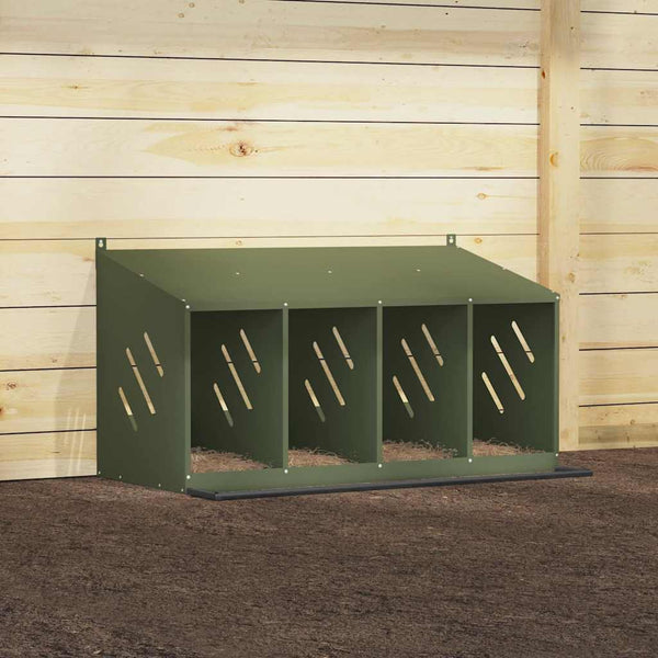 Kananpesälaatikko Esfahani oliivinvihreänä (metallia, 4 lokeroa)