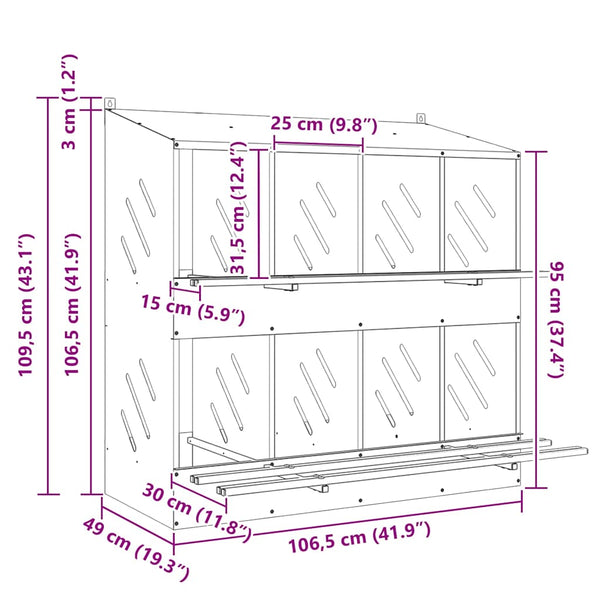 Oliivinvihreä kananpesälaatikko Esfahani (jossa 8 lokeroa metallia)