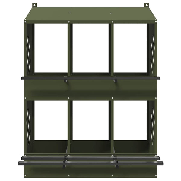 Oliivinvihreä kananpesälaatikko Esfahani (jossa 6 lokeroa metallia)