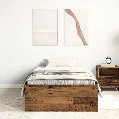 Sängynrunko ilman patjaa vanha puu 75x190 cm tekninen puu