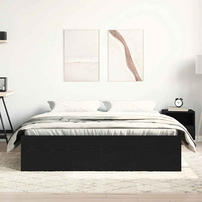 Sängynrunko ilman patjaa musta tammi 150x200 cm tekninen puu