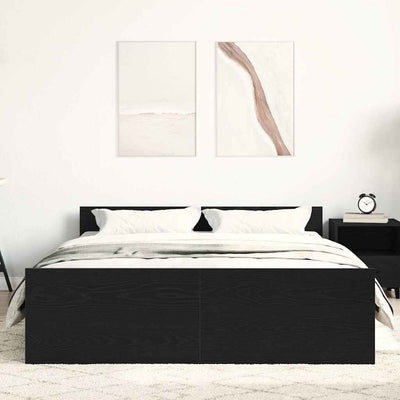 Sängynrunko ilman patjaa musta tammi 120x200 cm tekninen puu