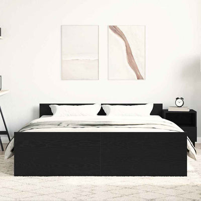 Musta tammi sängynrunko ilman patjaa Cucu 150x200cm (puinen)