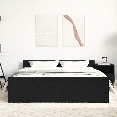 Sängynrunko ilman patjaa musta tammi 160x200 cm tekninen puu