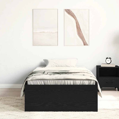 Sängynrunko ilman patjaa musta tammi 100x200 cm tekninen puu
