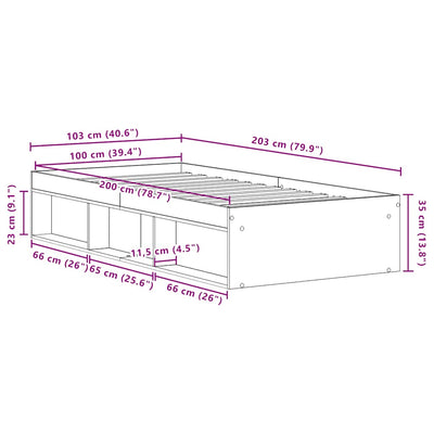 Musta sängynrunko ilman patjaa Tisha 100x200cm (puinen)