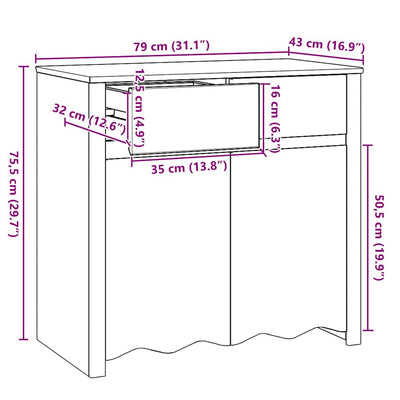 Sivupöytä Drammen Valkoinen 79 x 43 x 75.5 cm Täysi Mänty