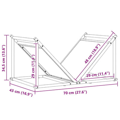 Polttopuuteline musta 70x43x34,5 cm kylmävalssattu teräs
