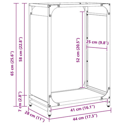 Polttopuuteline musta 44x28x65 cm kylmävalssattu teräs