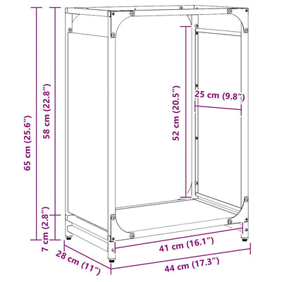 Polttopuuteline antrasiitti 44x28x65 cm kylmävalssattu teräs
