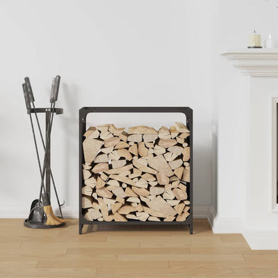 Polttopuuteline musta 60x28x65 cm kylmävalssattu teräs