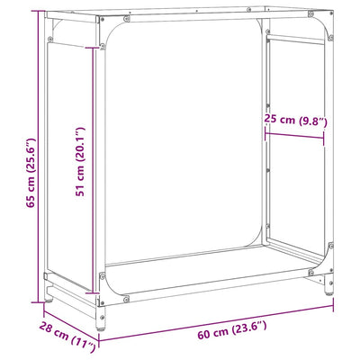 Polttopuuteline musta 60x28x65 cm kylmävalssattu teräs
