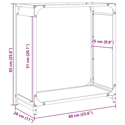 Polttopuuteline antrasiitti 60x28x65 cm kylmävalssattu teräs