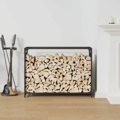 Polttopuuteline musta 90x28x65 cm kylmävalssattu teräs