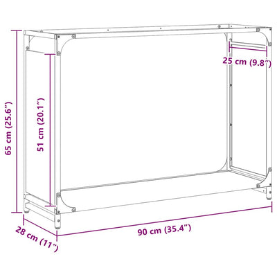 Polttopuuteline antrasiitti 90x28x65 cm kylmävalssattu teräs