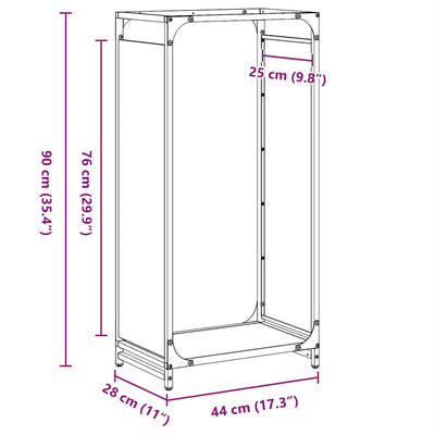 Polttopuuteline antrasiitti 44x28x90 cm kylmävalssattu teräs