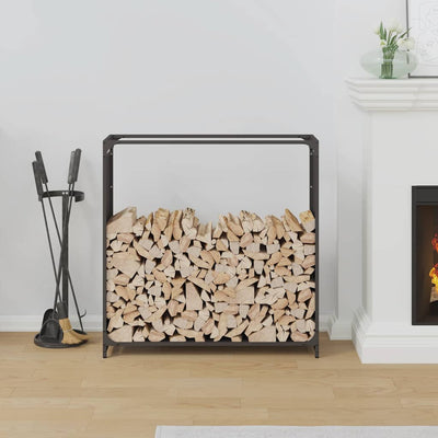 Polttopuuteline Musta 90x28x90 cm Kylmävalssattua terästä