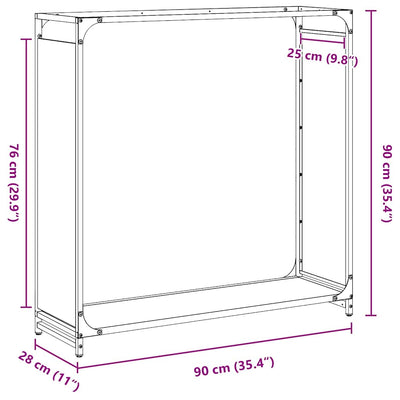 Polttopuuteline Musta 90x28x90 cm Kylmävalssattua terästä