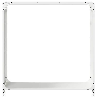 Polttopuuteline Valkoinen 90x28x90 cm Kylmävalssattua terästä