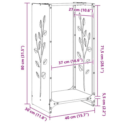 Valkoinen polttopuuteline Alysa 40x30x80cm (kylmävalssattu teräs)