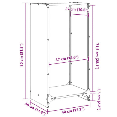 Polttopuuteline antrasiitti 40x30x80 cm kylmävalssattu teräs