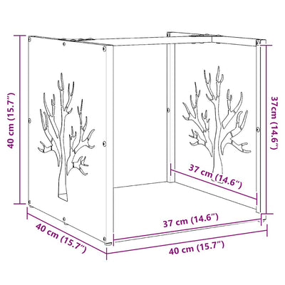 Polttopuuteline Flueras 40x40x40cm (kylmävalssattu teräs)