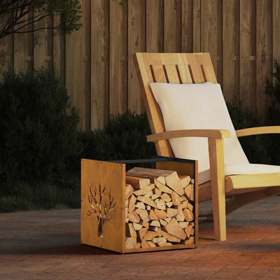 Polttopuuteline Demonte 40x40x40cm (säänkestävä teräs)