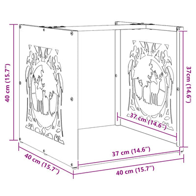 Musta polttopuuteline Berdie 40x40x40cm (kylmävalssattu teräs)