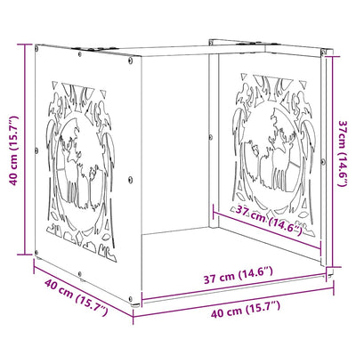Ruostumaton teräs polttopuuteline Iolata 40x40x40cm