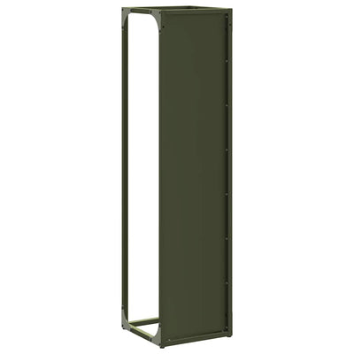Polttopuuteline oliivinvihreä 25x25x100 cm Kylmävalssattu teräs