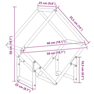 Polttopuuteline musta 50x25x50 cm kylmävalssattua terästä