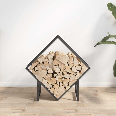 Polttopuuteline Musta 60x25x60 cm Kylmävalssattua terästä