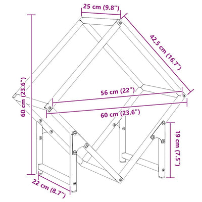 Polttopuut Antrasiitti 60x25x60 cm Kylmävalssattu teräs