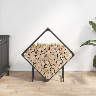 Polttopuuteline musta 80x25x80 cm kylmävalssattua terästä
