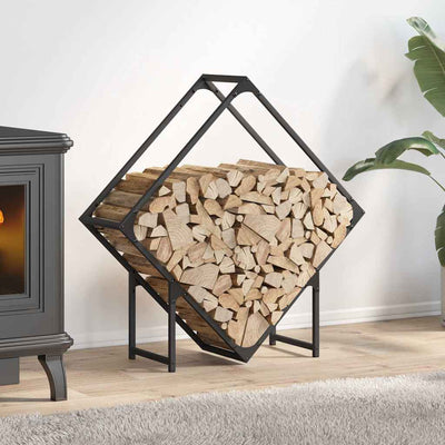 Polttopuuteline musta 80x25x80 cm kylmävalssattua terästä