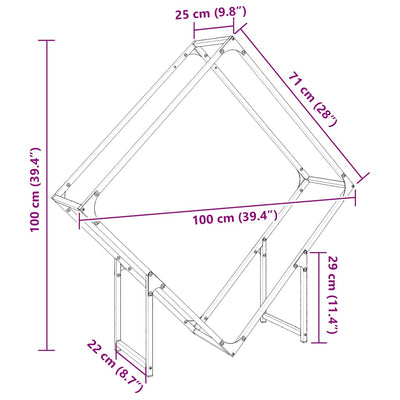 Polttopuut Antrasiitti 100x25x100 cm Kylmävalssattu teräs