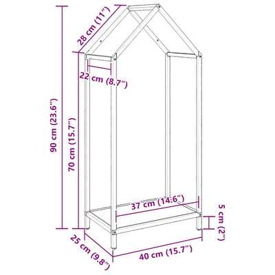 Polttopuut antrasiitti 40x25x90 cm kylmävalssattua terästä