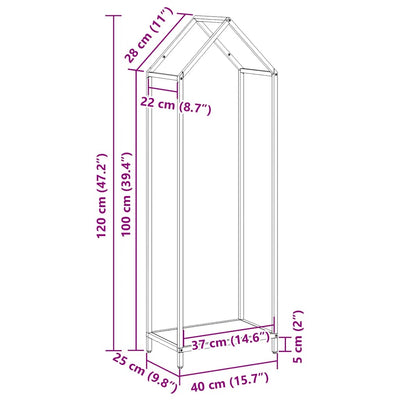 Polttopuut Antrasiitti 40x25x120 cm Kylmävalssattu teräs