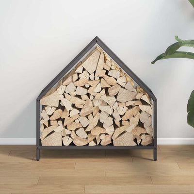 Polttopuuteline Musta 60x25x60 cm Kylmävalssattua terästä