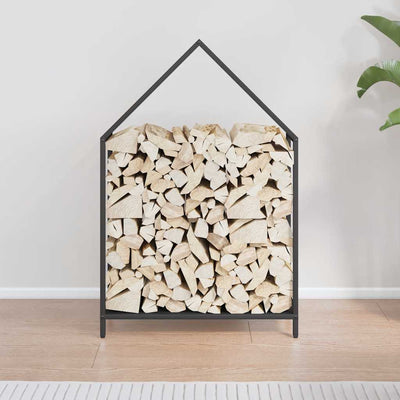 Polttopuuteline musta 60x25x90 cm kylmävalssattua terästä