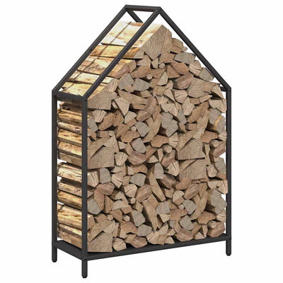 Polttopuuteline musta 60x25x90 cm kylmävalssattua terästä