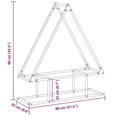 Polttopuuteline musta 80x25x90 cm kylmävalssattua terästä