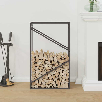 Polttopuuteline musta 60x25x100 cm kylmävalssattua terästä